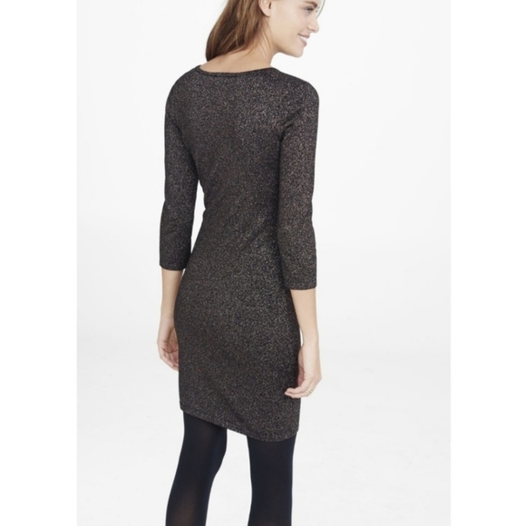 Express Black Metallic Cutout Dress Med - Picture 2 of 8